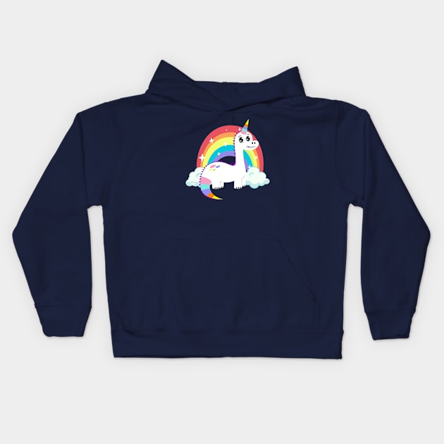 Unicorn Dinosaur and a Rainbow Kids Hoodie by ilustraLiza